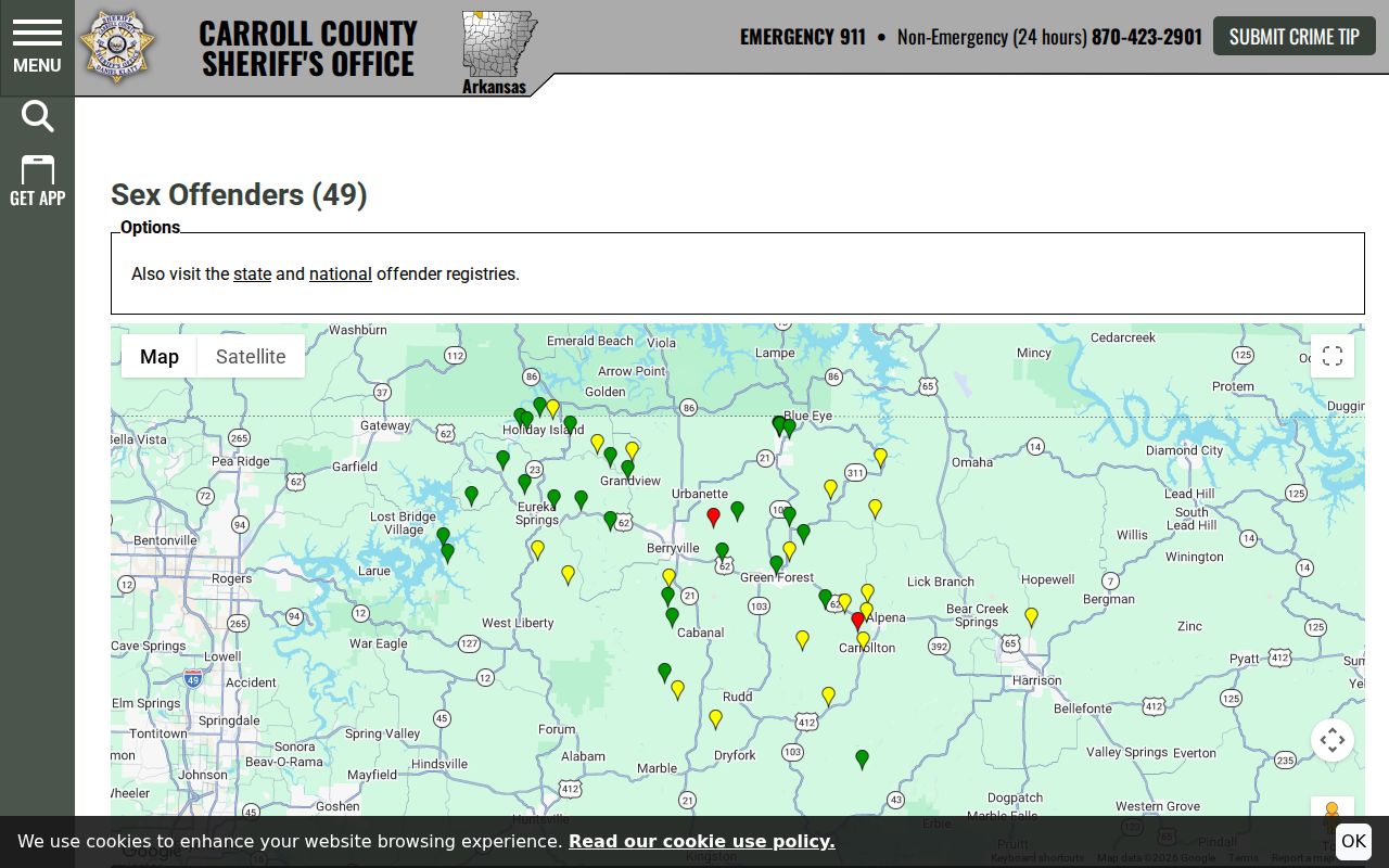 Carroll County sex offender search sheriff local module