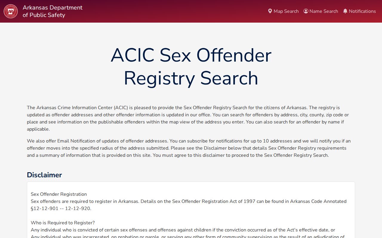 Carroll County sex offender search ACIC public registry form